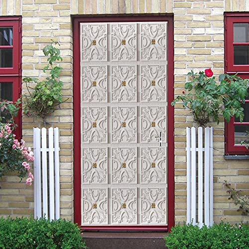 stickers paroi de douche 90x215cm(35.43 inches * 84.64 inches) Blanc relief Sticker Porte Effet 3D - Autocollant Trompe l'œil pour Porte - Décoration pour Porte Cuisine, Salon, Chambre, Salle de Bain