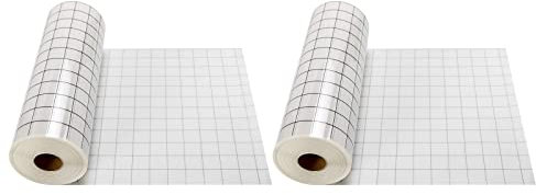 pistro 2 Rollen transparentes Vinyl-Transferpapier-Klebeband, schwarz, Ausrichtungsraster, 30,5 x 152,4 cm für