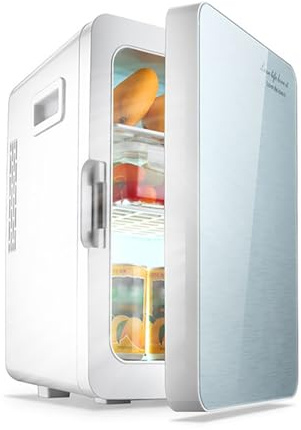 BLUNOA 20L Mini Nevera Refrigerador Independiente Bebidas De Cerveza Nevera Pequeña Portátil Calentador De Alimentos Y Refrigerador De Bebidas para Coche/Camping/Viajes (Color : Silver)
