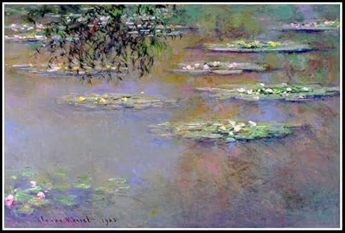 Water Lilies Painting by Claude Monet Diamond Painting Kits for Adults, 5D Crystal Diamonds Art with Accessories Tools, Picture DIY Art Craft for Home Décor Gift