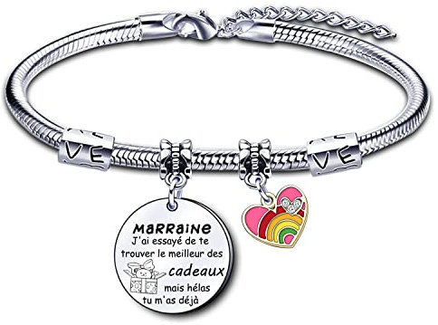 AIMINI Cadeau Marraine Cadeau Marraine Bracelet Cadeau Marraine Anniversaire Cadeau Marraine Noel Cadeau jour du Baptême Marraine Cadeau Marraine Original Cadeau Marraine Personnalisé (4)