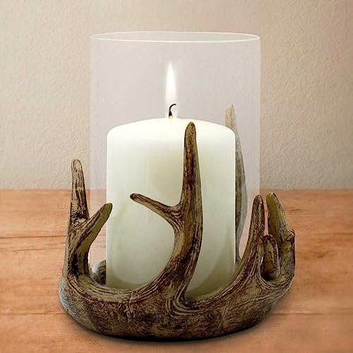 Antler Tealight Pillar Glass Candle Tea Light Holder Christmas Decoration Gift