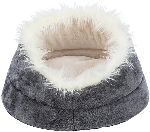 TRIXIE Minou hundbädd ø 60 cm i vit/grå – mjuk hundkudde gjord av mjuk plysch – hundkorg för små till medelstora hundar – halkfri – 36299