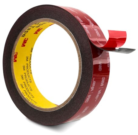3M Doppelseitiges Klebeband Montageband 25mm x 4.7m Schwarz 1 Rollen | 0.6mm Dick, Schaumstoffband Schwerlast, Wasserdichtes, für Auto Dekoration Heim Büro