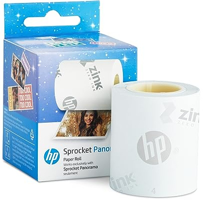 HP Sprocket Panorama Zink Zero-Ink Klebepapierrolle, 16,4 ft (5 Meter) Wischfest, Sofortfotos oder Etiketten mit lebendigen Farben.