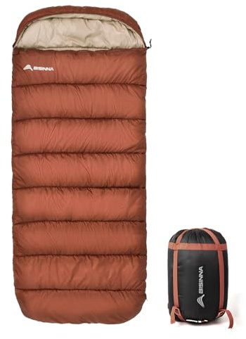 BISINNA XXL-Schlafsack (230 x 100 cm) für große und große Erwachsene, 3–4 Jahreszeiten, Übergröße, warm und bequem, wasserdicht, leicht, ideal für Camping, Rucksackreisen, Wandern, drinnen und draußen