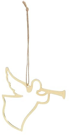 Fun Express Silhouette Angel with Trumpet Christmas Ornaments-Perfect Decoration, Metal with jute hanger, Gold, 4 x 3.75