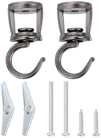 Sourcing Map 2Pcs Black Zinc Alloy 360-Degree Rotation Ceiling Hooks for Hanging Plants, Baskets, Lanterns & More