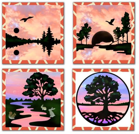 DELORIGIN 4 Styles River Tree Cutting Dies Card Making Die Cut Nature Scenery Carbon Steel Die Cuts Stencils Card Scrapbooking Embossing Template Dies for DIY Craft Paper Album Gift Decor