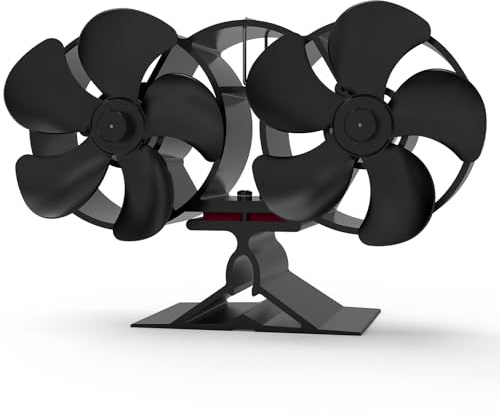 weareok Ofenventilator Kamin Ventilator Kaminventilator Kaminbesteck Lüfter für Kaminofen Holzofen Pelletofen ohne strom Leiser Betrieb mit Thermometer Wärmebetriebener Ventilator (Größe XL)