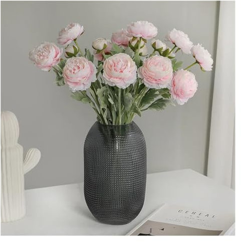 OXGQDTDQ MIUYTRN Künstliche Ranunkeln-Rose, künstliche Blumen, rosa weiße Pfingstrosen, Seidenblume, Hochzeit, Garten, Dekoration, gefälschter Blumenstrauß cuicui(Dark pink)