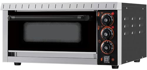 Hlixzoy Horno De Pizza Eléctrico De Mesa, Horno De Pizza Comercial De 2000 W con Piedra para Pizza Y Temporizador Horno De Pizza De Una Sola Capa De Acero Inoxidable