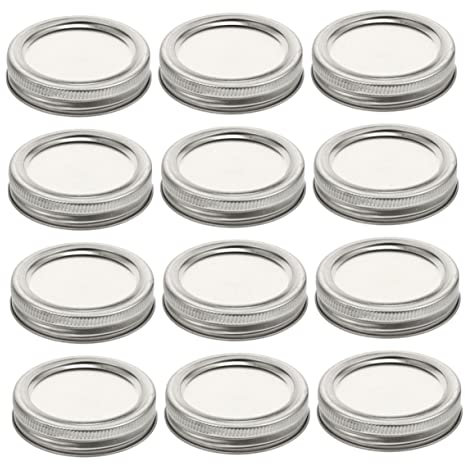 Amosfun 12stücke Weithals-dosendeckel Aus Hochwertigem Weißblech Wiederverwendbare Verschlusskappen Für Gläser Dichtungsring Für Lebensmittel-abdichtung