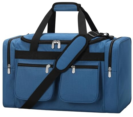 ZZY Sporttasche 40L für Herren mit 2 Seitentaschen & Wasserabweisend - Leichte Reisetasche für Sport, Fitness, Reisen 51 x 27 x 29 cm (Blau)