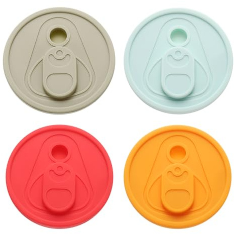 sourcing map 4 Pcs Silicone Cup Lids for Glass Cups, 2ID 2.75OD Reusable Drinking Can Coffee Cup Lid Covers Sealed Mug Lid Fit for 16 oz Beer Water Cup Glass Cup Light Green/Yellow/Red/Coffee