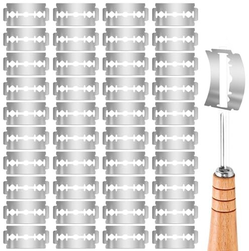 Ptwola 40 Stück Bäckermesser Baguettemesser Teig Rasiermesser Edelstahl Professionelles Brot Cutter Ritzmesser Nachfüllung Sauerteig Rasiermesser für Bäckergeschenke Brothandwerk Designherstellung