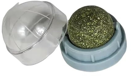 XJPXFQ Katzenminze-Wand-Stick-on-Ball-Spielzeug-Kratz-Leckerlis Gesunde natürliche entfernt Bälle, um die Verdauung zu fördern Katzengras-Snack(Grey Round)