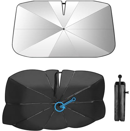 Sonnenschutz Auto Frontscheibe Upgrade Sonnenschirm, Faltbar Kratzfest Innen UV-Schutz mit 360° Drehbarer Griff, Universal Windschutzscheibe Sonnenblende