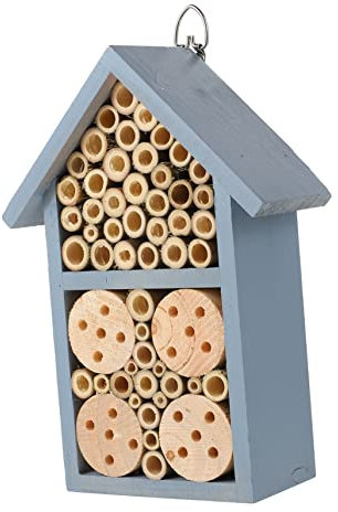 Ciieeo Insektenhotel Holz Haus Garten Nistkasten Bienenhaus Mit Sicherem Dach Blaue Außendekoration Insektenschutz Und Nisthilfe Für Wildbienen Und Andere Garteninsekten