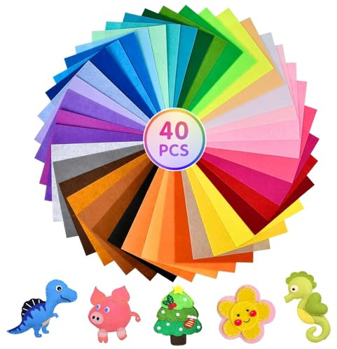 40pcs Coloured Felt 30 x 20 cm A4 Felt Sheets Craft Felt Soft Thick