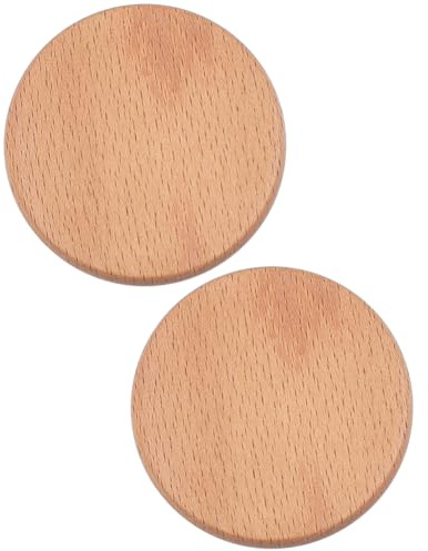 CALFOVERA 2 sous Verre Rond en Bois de Chameau de 6cm Petit Porte Gobelet Plat en Bois de Hêtre Protection de Table Tapis de Tasse à Café Coussins D'Isolation Thermique Résistants à la Chaleur
