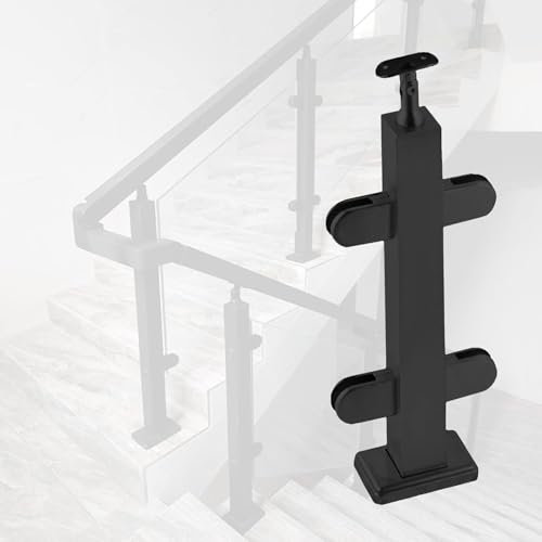 Poste de barandilla de Vidrio Negro para Escalera, Abrazadera para barandilla de Vidrio, Sistema de Soporte para barandilla de jardín, Patio, terraza, Cerca, Poste Cuadrado de Acero inoxida