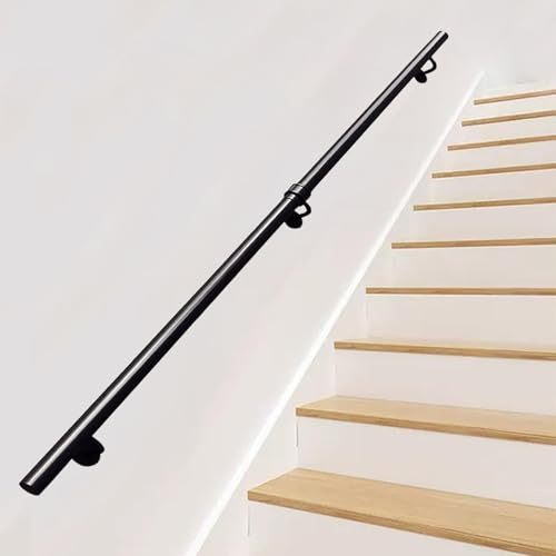 Stairs Handrail for Indoor Outdoor Steps, 60cm 120cm 1.8m 250cm 3m 360cm 6m Safety Non-Slip Stair Railing, Wall Mounted Wrought Iron Hand Railing for Bars Lofts Corridor(3.3ft/100cm)
