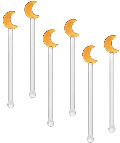 Garneck 6Pcs Transparent Glass Stirring Sticks Creative Mixing Rods for Cocktails and Juice for Home Bar and Restaurant Use Safe Stylish Kitchen Essential