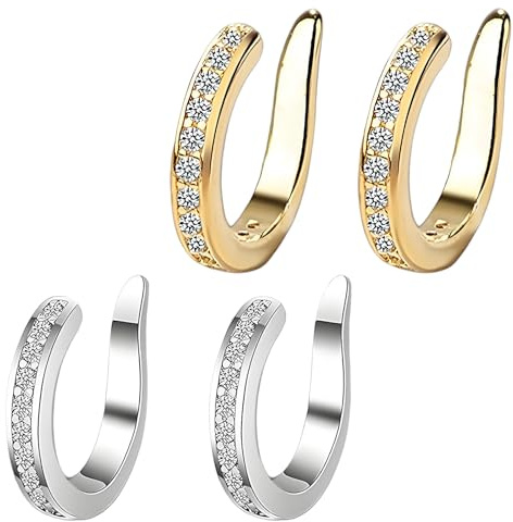 4 Pcs Ear Correctors Silver Golden Ear Corrector Clip, Silver Earrings for Women Daily Wear, Non Perforated Womens Earrings Minimalist and Personalized Jewelry, Gift Suitable for Girls On Christmas