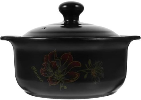 DOITOOL Olla de Barro Resistente Altas Temperaturas Cazuela para Guisos y Sopas para Personas Interior Antiadherente y Calentamiento Uniforme para Cocina Gas