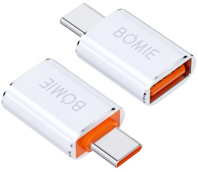 BOMIE USB C to USB Adapter 2 Pack,10Gbps Type C Male to USB 3.2 Female OTG | Fast Charging Data Transfer Compatible with Phone 15/16/17,Pad Pro,M-ac Notebook Pro/Air,Smartphone,Tablet,Laptop