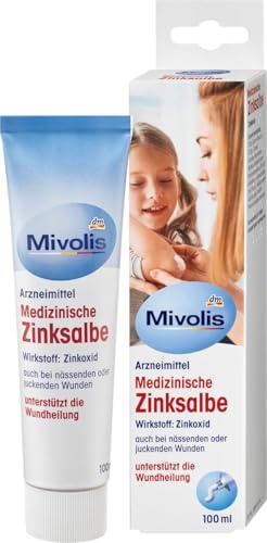 Mivolis Medical Zinc Ointment (100 ml) - To Support Wound Healing for Abrasions, Cracks & Nappy Dermatitis - Effective Skin Protection & SOS Care for Exuding Wounds - Fragrance Free