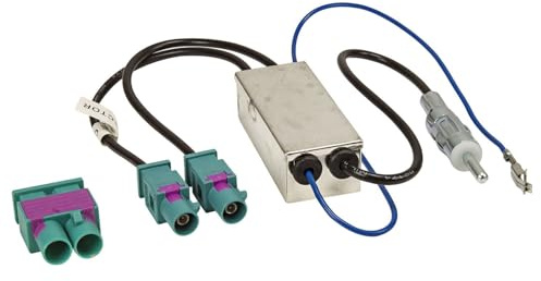 tomzz Audio 1503-009 Doppel Fakra Diversity Antennenadapter mit Phantomeinspeisung kompatibel mit Audi Seat Skoda VW Citroen Peugeot Opel auf DIN