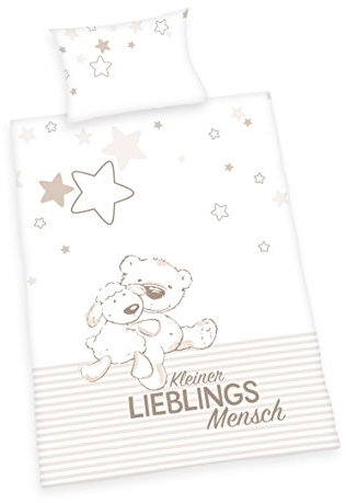 Herding Baby Best Kleinkinder-Bettwäsche-Set, Jana Lieblingsmensch Wendemotiv, Bettbezug 100 x 135 cm, Kopfkissenbezug 40 x 60 cm, Baumwolle/Renforcé