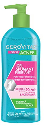 Gel Detergente Purificante con Acido Salicilico, Per Pelli a Tendenza Acneica e Pelle Grassa, Azione Anti-Imperfezioni, Gerovital Stop Acnee,150 ml
