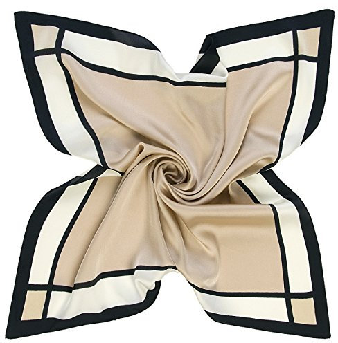 CHIC DIARY Damen elegant Schal Seidentuch Halstuch Seidenschal Karoschal Herbst Winter Scarf Business,60 * 60cm, Beige, Einheitsgröße