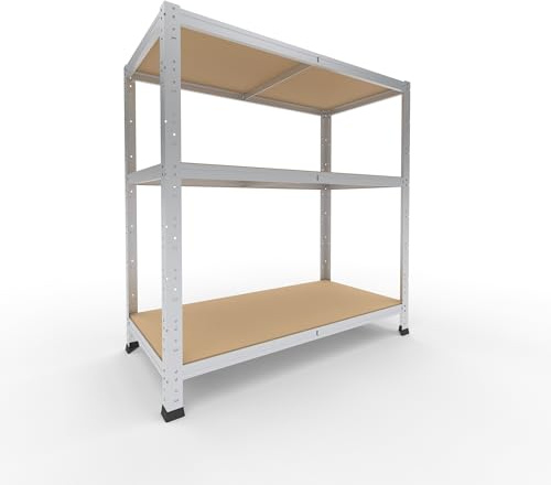 shelfplaza Home 100x100x50cm Schwerlastregal verzinkt mit 3 Böden x 175kg | Kellerregal · Lagerregal · Metallregal · Regale für Kellerraum · Steckregal · Abstellraum Regal