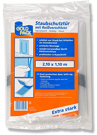 GOLDPACK Staubschutztür, mit Reißverschluss, transparent, 1 Karton/12 Stück