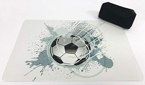 Schreibtischunterlagen Set Fußball/Ball grau auf hellem Grund 40 x 60 cm mit schwarzem Stiftemäppchen