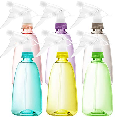 Youngever 6 Confezioni 500ml Plastica Spray Vuoti Bottiglie, Bottiglia Spruzzo, Flacone Spray per Capelli e Soluzioni di Pulizia in 6 Colori