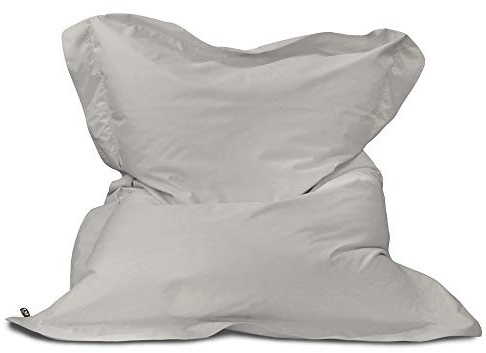 rucomfy Indoor/Outdoor Water Resistant Adult Squarbie Beanbag - Platinum | Premium Pre-Filled Large Bean Bag Chair - Giant Floor Cushion - UV Resistant Versatile Seating - Machine Washable - 170x130cm