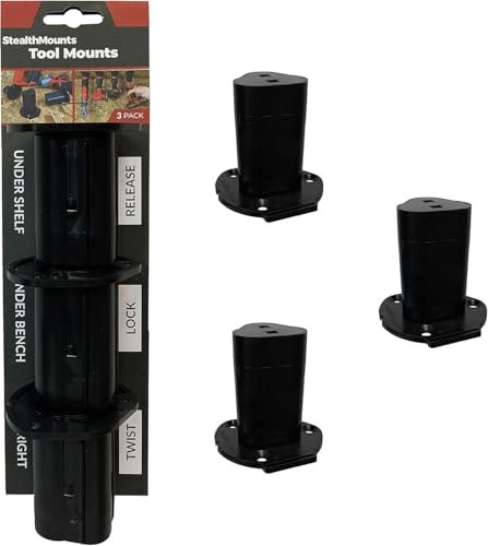 StealthMounts Tool Mounts compatible with Milwaukee M12 | Cordless Tool Holders | 3 Pack | Workshop Organisers | Made in the UK