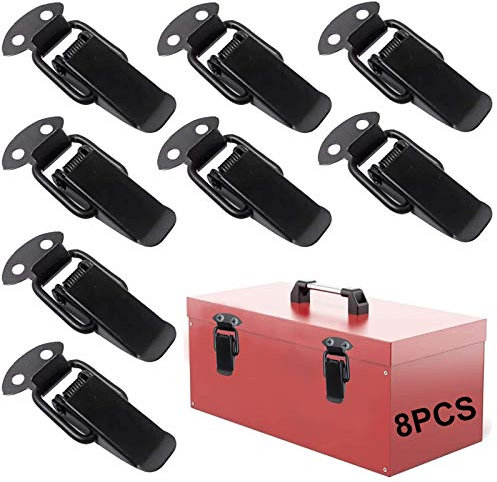 Bloqueo Tensión Acero Inoxidable 8 Pcs Bloqueo De Palanca Cerrojo Cierre Soporte Metal Cerradura Caja Bloqueo Palanca Cerradura Hardware Para Caja Herramientas Cajón Gabinete Cofre Negro