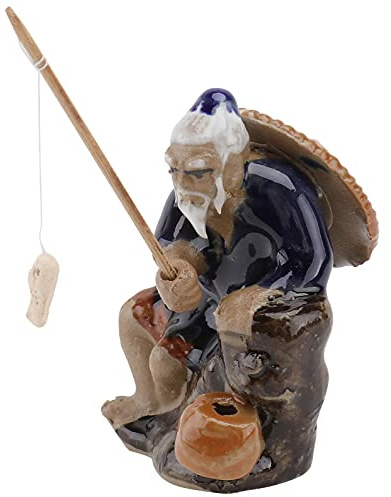 Cabilock Mini-Fischer-Figuren, Keramik, chinesischer Schlammmann, sitzend, Angeln, Gartenstatue, Ornament für Aquarien, Mikro-Landschaft, Bonsai, Feengarten, Dekorationen