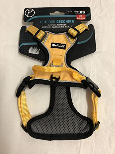 Petlando Mesh- Outdoor Geschirr XS gelb mit Reflektorstreifen (Brustumfang 38-46cm)