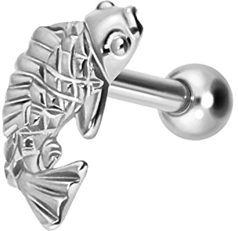 PIERCINGLINE Titan Ohrpiercing KOI KARPFEN Fisch Piercing Schmuck Ohr Stecker Helix Farbauswahl