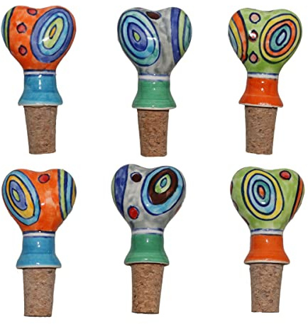 Flaschenkorken Weinkorken Flaschenverschluss Keramik mit Naturkorken Herz Set/4 (GZM-91neu)