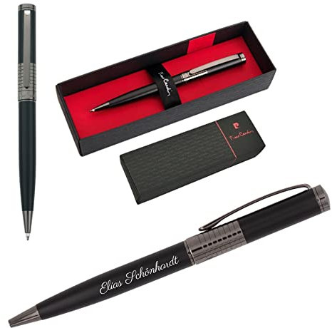 Pierre Cardin® EVOLUTION Kugelschreiber mit Gravur | Premium Stift Etui | blaue Mine | edel | personalisiertes Geschenk | Namen | graviert | Jahrestag | Geburtstag (Schwarz)