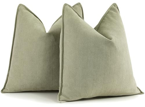 ZWJD Salbei Grün Kissenbezug 60x60 2er Set Chenille Kissenbezüge Sofakissen Kissenhüllen mit elegantem Design, weiche und luxuriöse dekorative Dekokissen für Couch, Bett und Heimdekoration