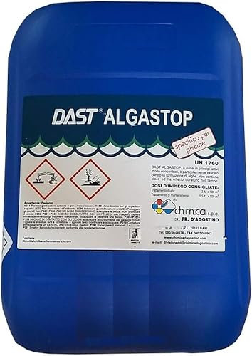 10 Kg Dast Algastop Alghicida Liquido Concentrato Non Schiumogeno per Piscina e Spa, Azione Antialghe e Anticalcare